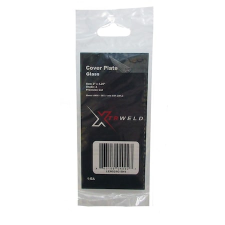 Xtrweld LENS24GSH4  Lens, Filter Plate, Shade 4, Glass, 2 x 4.25 LENS24G-SH4